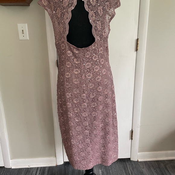 Connected Apparel Rose Sheath Midi with Scalloped Neckline and Keyhole Back - Picture 3 of 6